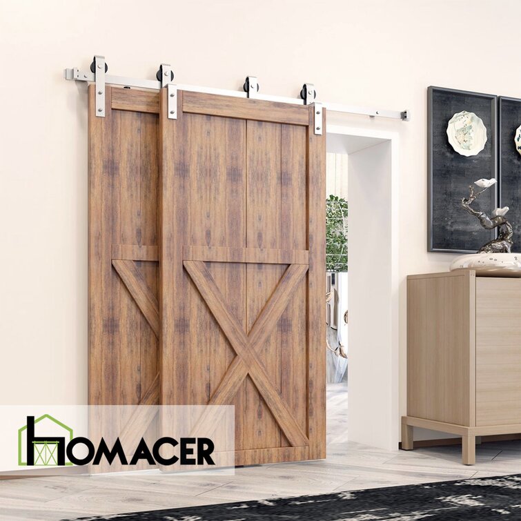 Homacer Single Bypass Double Door Barn Door Hardware Kit & Reviews